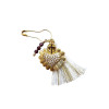broche sacré coeur grenat et pompon blanc