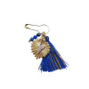 Broache coeur sacré lapis lazulis et pompon bleu