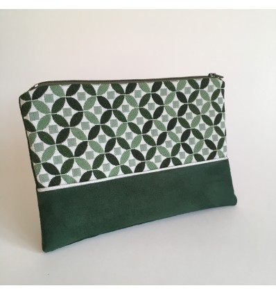 pochette a motifs graphiques verts