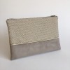 Grande pochette beige et jacquard à tous petits motifs