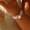 Bracelet ruban froufrou personnalisé Croix - Argent ou Plaqué Or