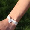 Bracelet ruban froufrou personnalisé Croix - Argent ou Plaqué Or