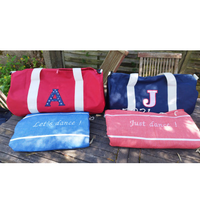 Duo Grand sac polochon et sa fouta personnalisée