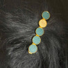 Barrette crocodile avec puces de cuir sur base cuivre doré