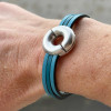 Bracelet bicolore en cuir, fermoir aimanté