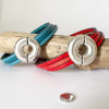 Bracelet bicolore en cuir, fermoir aimanté