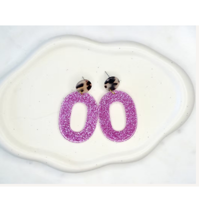 Boucles d'oreilles Constanza Fuchsia Pailleté