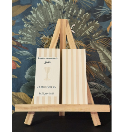 Signet première communion rayures beige