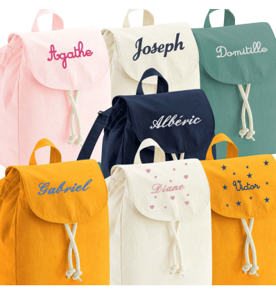 Sac à dos brodé pour petit ou grand avec prénom