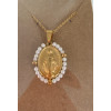 Collier médaille miraculeuse entourée de perles blanches
