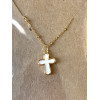 Collier croix émaillée blanche