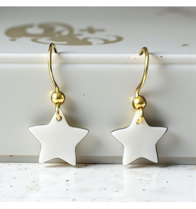 Boucles D'oreilles Pendantes Dormeuses En Nacre - Occasion, Bon état