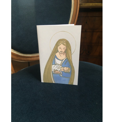 CARTE DE VOEUX SAINTE VIERGE FOND BLANC