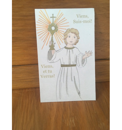 carte communion Viens Suis Moi blanche 