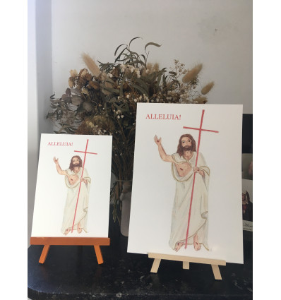 reproduction Aquarelle ALLELUIA Résurrection FORMAT A4 et A5 Couleur