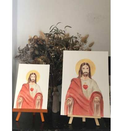 reproduction Aquarelle Sacré Coeur FORMAT A4 et A5 Couleur