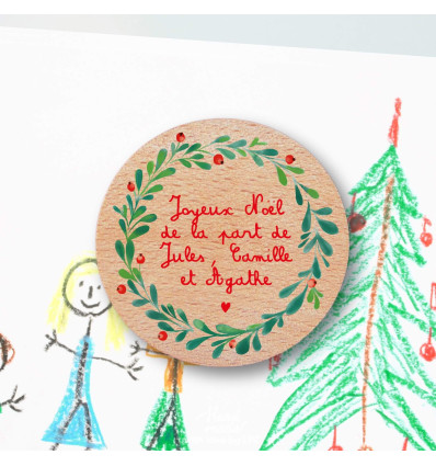 Magnet de Noël personnalisé en bois