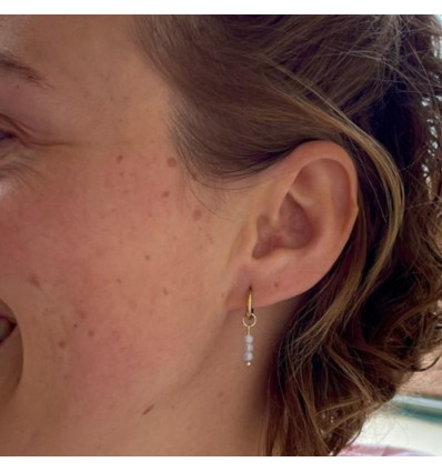Boucles d'oreilles, perles cristal de roche blanc 3 mm