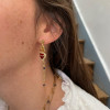 Boucles d'oreilles, cœur laiton plaquée or 14K , Lapis Lazulis