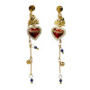 Boucles d'oreilles, cœur laiton plaquée or 14K , Lapis Lazulis
