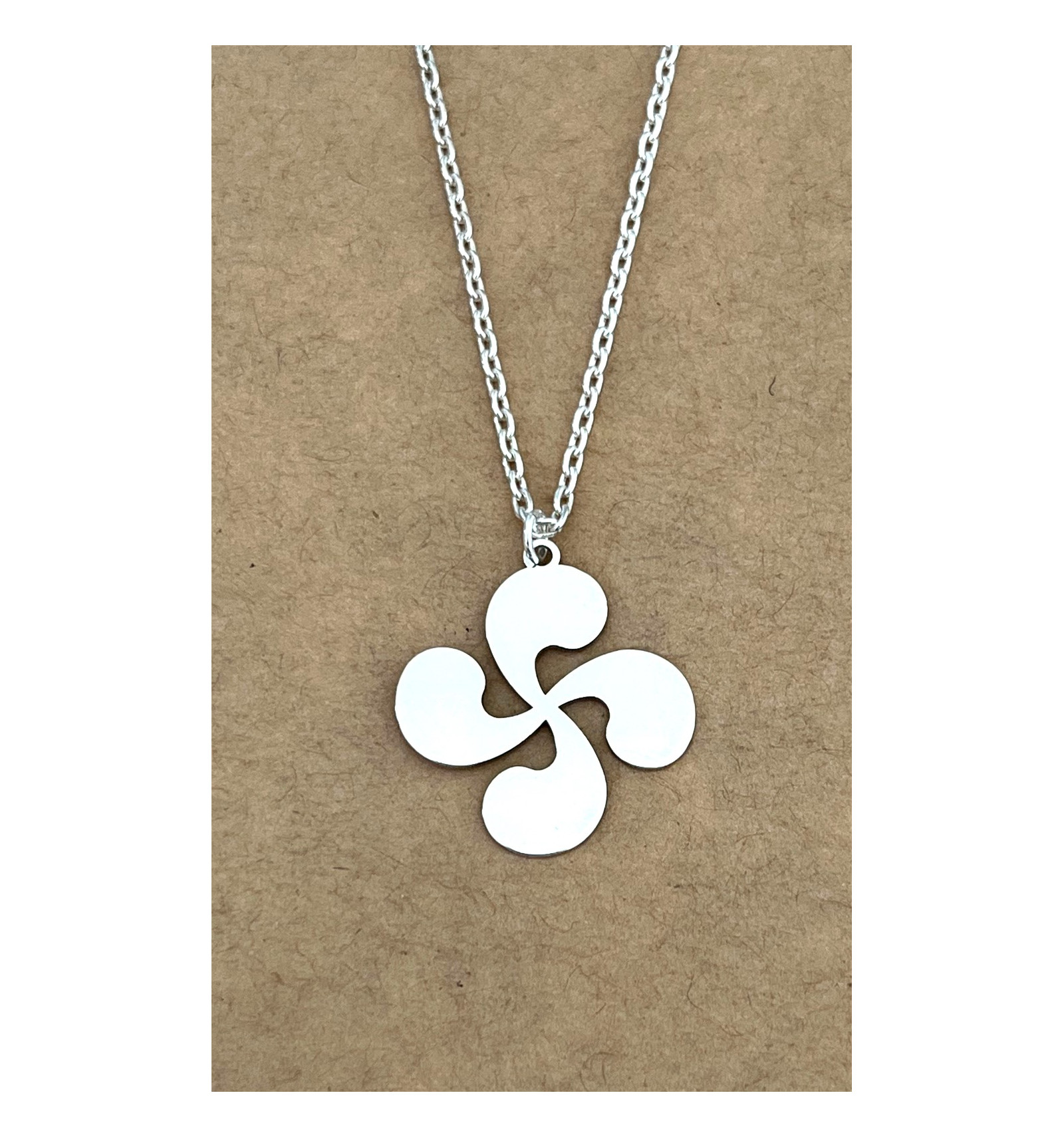 Pendentif Argent 925 Lauburu Croix Basque 15mm - Talisman Avec Chaîne Offerte