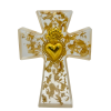 Croix Epoxy Sacré Coeur Feuilles Dorées - face
