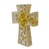 Croix Epoxy Sacré Coeur Feuilles Dorées - profil