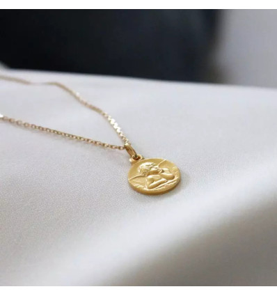 Médaille ange à personnaliser plaqué or