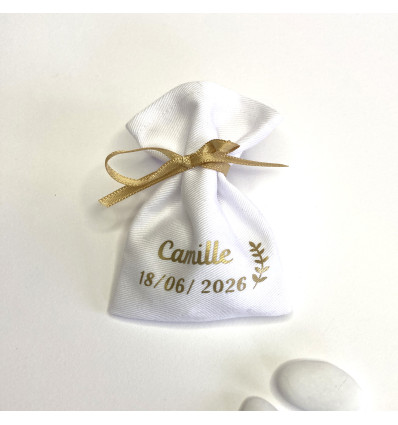 Sachet dragées personnalisé or