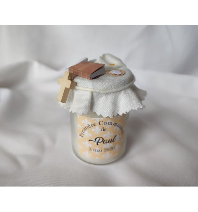 Cadeau invité Première communion, bougie, personnalisable