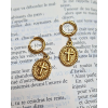 Boucle d'oreille croix acier inoxydable (fait main en France)