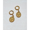Boucle d'oreille croix acier inoxydable (fait main en France)