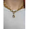 Collier ajustable en acier inoxydable résistant à l'eau composé d'une médaille vierge Marie grise.  