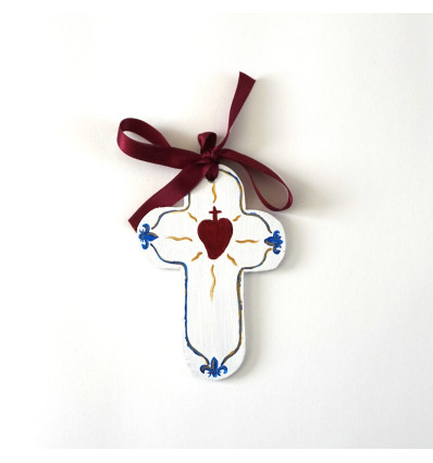 Croix de l'Espérance de berceau blanc sacré coeur rouge