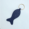 Porte-clés cuir grainé bleu marine