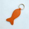 Porte-clés cuir grainé orange intense