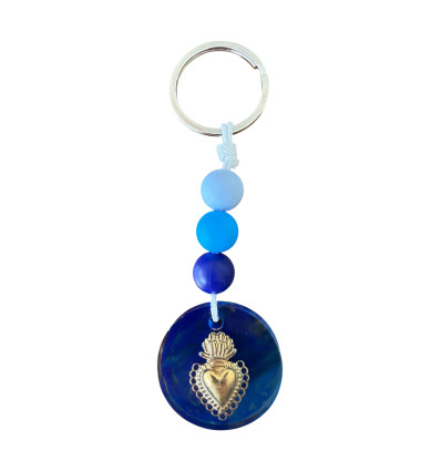 Porte clés Sacré Coeur Bleu - face