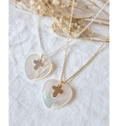 Collier Coeur et Mini Croix