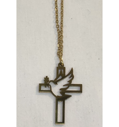 Pendentif en forme de croix et sa colombe