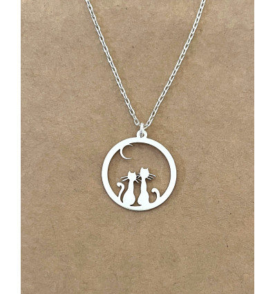 Pendentif 2 chats Lune ou Soleil