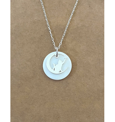 Pendentif Chat/Papillon sur Nacre