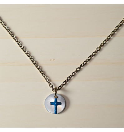 Collier nacre et émail céleste