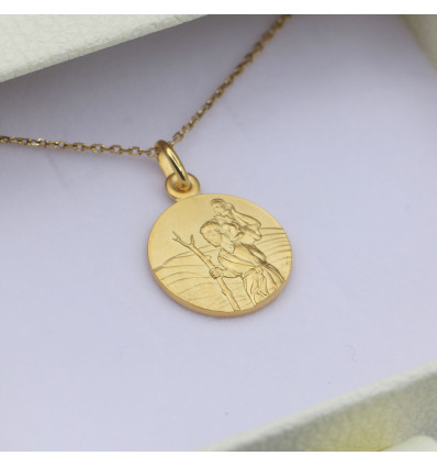 Collier Médaille Saint Christophe Plaqué Or 18 carats – 18 mm
