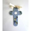 Croix de l'Espérance en bois bleu ciel raisin