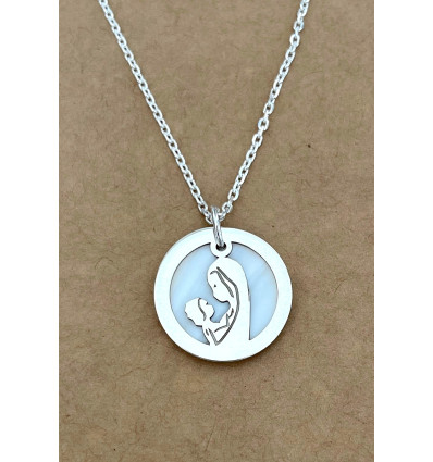 Pendentif Vierge/Enfant Argent Nacre