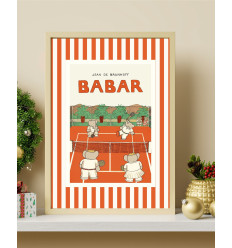 Affiche A3 de Babar joue au tennis avec C&eacute;leste - Suisse