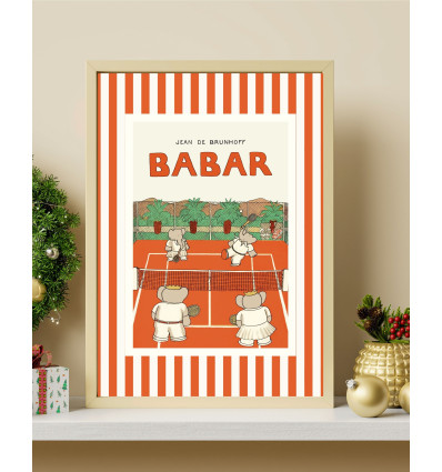 Affiche A3 de Babar joue au tennis avec Céleste
