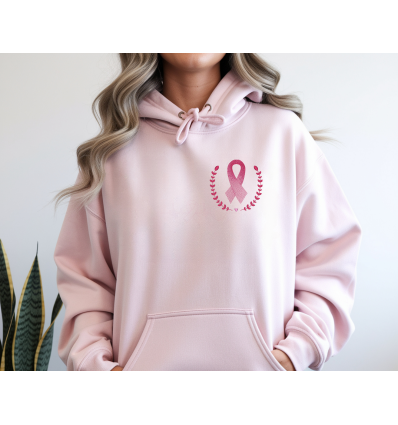 Sweat brodé Octobre rose ruban personnalisable