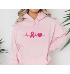 Sweat brod&eacute; Octobre rose electrocardiogramme  personnalisable