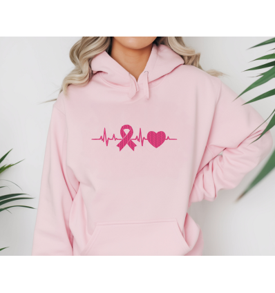 Sweat brodé Octobre rose electrocardiogramme  personnalisable